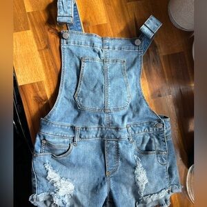 HAPPY MAY! Denim overall romper! Perfect for the summer!